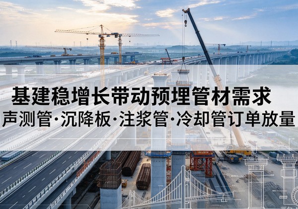 铁山港基建稳增长带动预埋监测管材需求，声测管、沉降板、注浆管订单持续放量